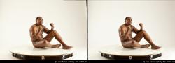 Nude Man Black Sitting poses - simple Average Short Black Sitting poses - ALL 3D Stereoscopic poses Realistic